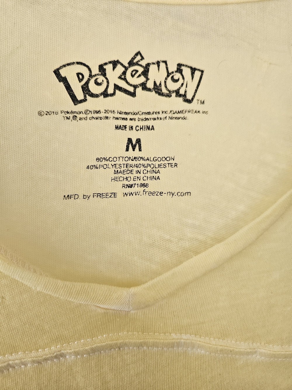 Pikachu Pokemon Light Yellow Logo Tee - Picture 3 of 4